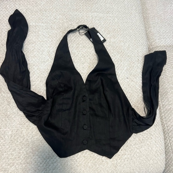 NWT Nicholas Nia Linen Vest Top in black - large (size 10) revolve - FWRD - Picture 11 of 11
